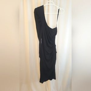 Bebe, Kardashians, women's ExtraSmall contouring, one sleeve black dress, long.